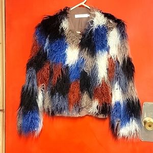 Like New ASTR The Label Multicolored Faux Fur Jacket